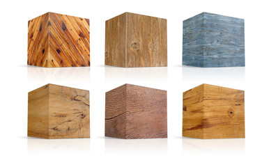 Cubos con diferentes tipos de madera