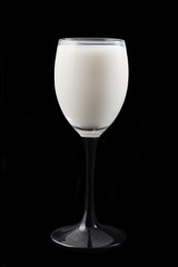 white glass on a black background