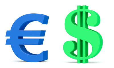 Euro and dollar symbol