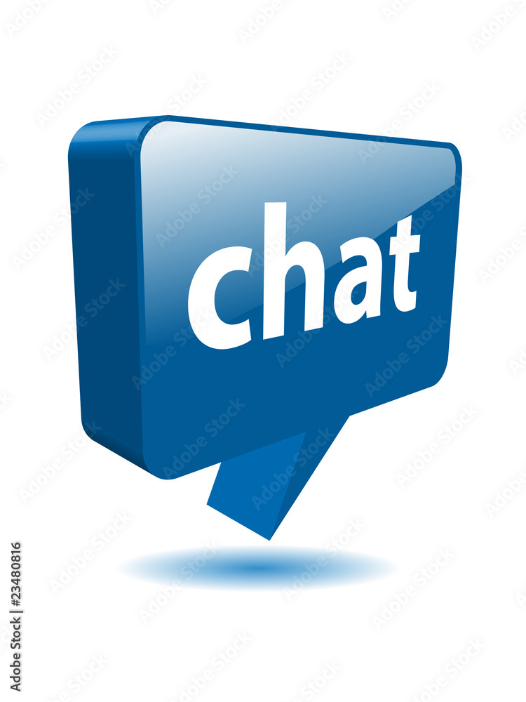 Poster chat speech bubble icon (web button message internet live 3d)