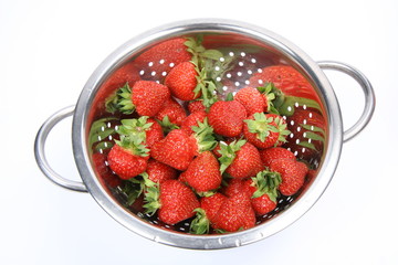 Strawberries in a colander