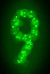 Numerical symbols with glowing lights