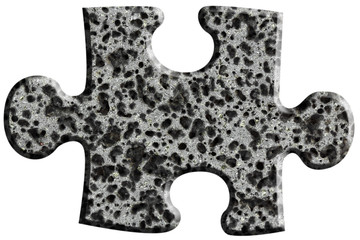 puzzle texture basalte alvéolaire, fond blanc