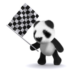 3d Panda waves the checkered flag © Steve Young