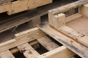 piles of wooden pallets