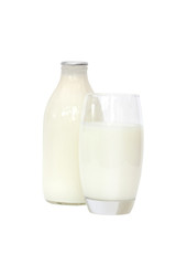 milk bottle and glass