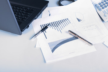 various documents chart and pens on the table