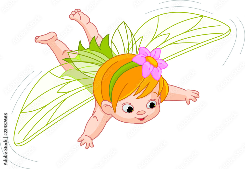 Wall mural baby fairy in flight