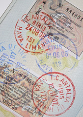 Passport with Turkish visas and stamps