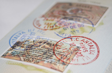 Passport with Turkish visas and stamps