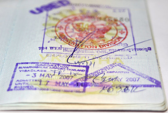 Passport With Thailand Visa And Stamps