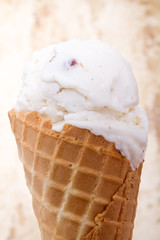 Vanilla ice cream in cone