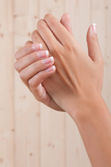 woman hands with french manicure