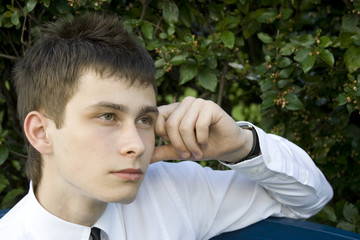 Guy in the park thinking