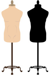 Male tailors mannequin and silhouette