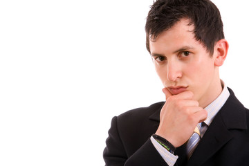 Young business man portrait, isolated on white