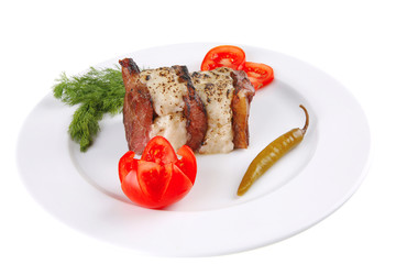 red roast fillet in yellow cheese