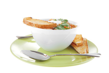 vegetable soup and toasts