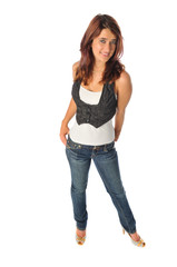 Fototapeta premium lovely young teen beauty on a white background