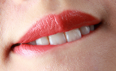 Beautiful lips of an attractive woman