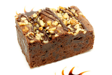 cake truffle with black chocolate sauce