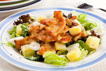Roasted chicken with vegetable salad