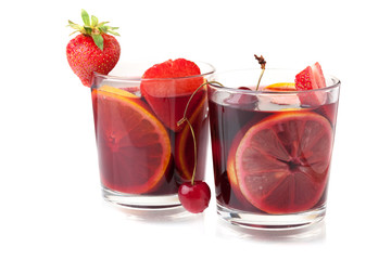 Two glasses of fresh fruit sangria