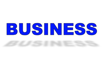 Word BUSINESS floating with shadow on white