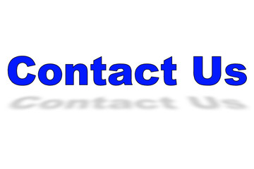 Words CONTACT US floating with shadow on white