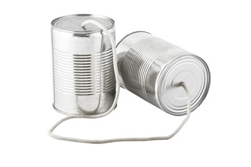 cans telephone connected by string