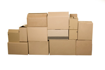 Brown cardboard boxes arranged in stack
