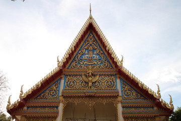 Fototapeta premium gable of temple, Wat Kwan Muang, Borabue, Mahasarakam