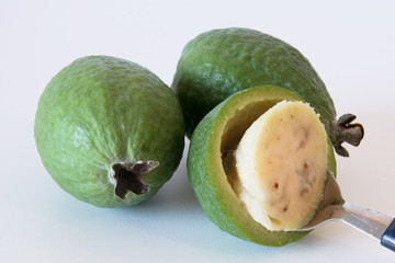 Delicious feijoa fruit ready to eat.