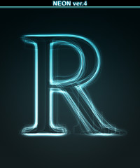 Glowing neon font. Shiny letter R