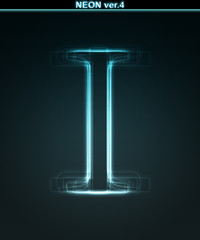 Glowing neon font. Shiny letter I