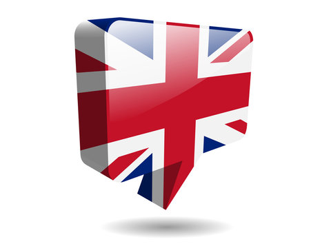UK Flag Speech Bubble Icon (English Language Version Web Button)