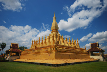 That Luang Stupa in Laos and blue sky