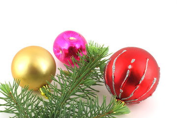 Firry twig and toys (color spheres).