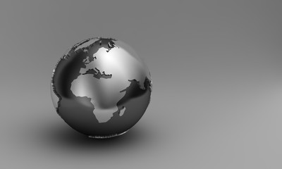 3D globe showing Europe and Africa over gray background