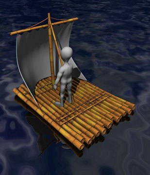 Ocean Raft Wood Wooden Raft