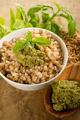 spelt with pesto- farro al pesto
