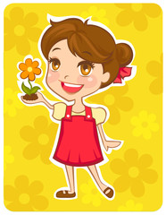 Eco-friendly girl hold a flower