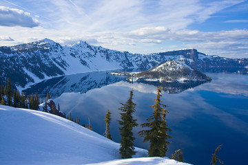 Crater lake early evening