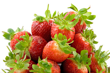 pile strawberry over white background