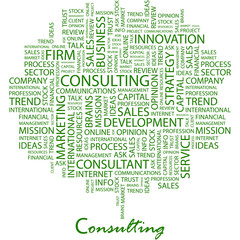 CONSULTING. Word cloud concept illustration.