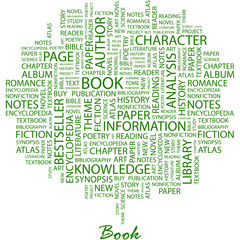 BOOK. Word cloud concept illustration.
