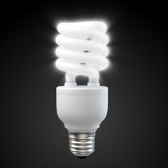 3d render of a glowing white energy saving light bulb