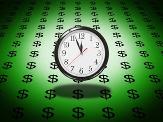 concept of clock on a background of dollar symbol