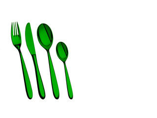 Besteck in Grün für grüne Küche