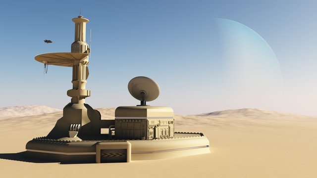 Futuristic Sci-Fi desert outpost building